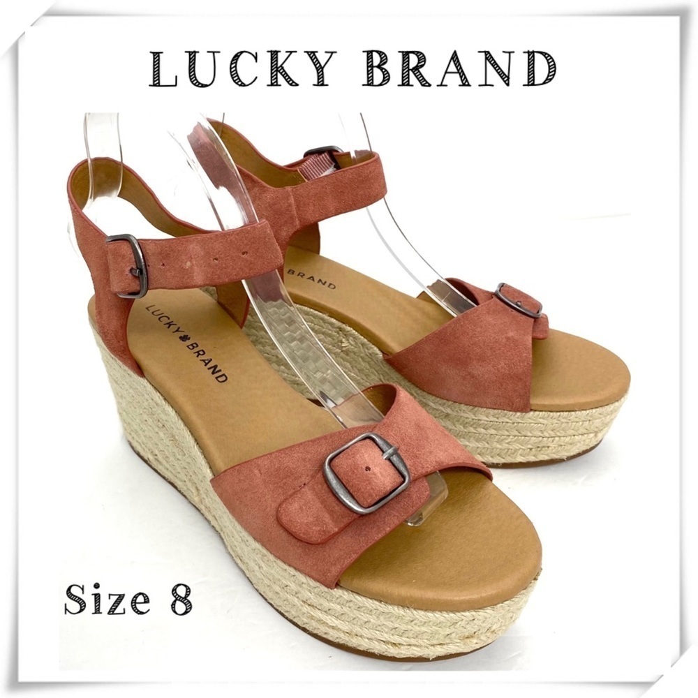 LUCKY Brand LK-Navaeh Suede Espadrilles Platform Sandal in Orange Size 8